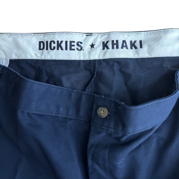 NEW Dickes Khaki Pants Chino Relaxed Fit Tapered Leg Mens 50‎ Unhemmed Navy Blue - Picture 5 of 8